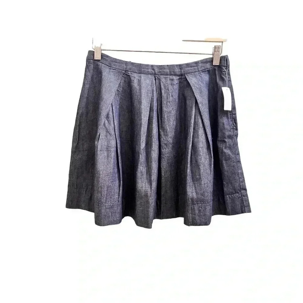 GAP DENIM/CHAMBRAY PLEATED MINI SKIRT WOMEN’S•DARK WASH•SIZE 6•100% COTTON•NWT